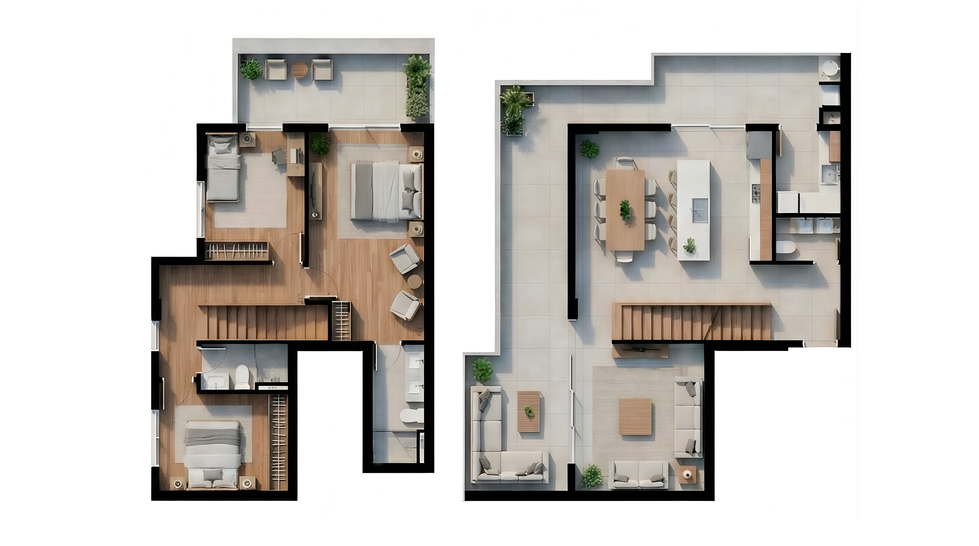 Planta humanizada da cobertura 406 do Vista São Lourenço, 138,24 m² privativos, duplex com terraço de 39,22 m²