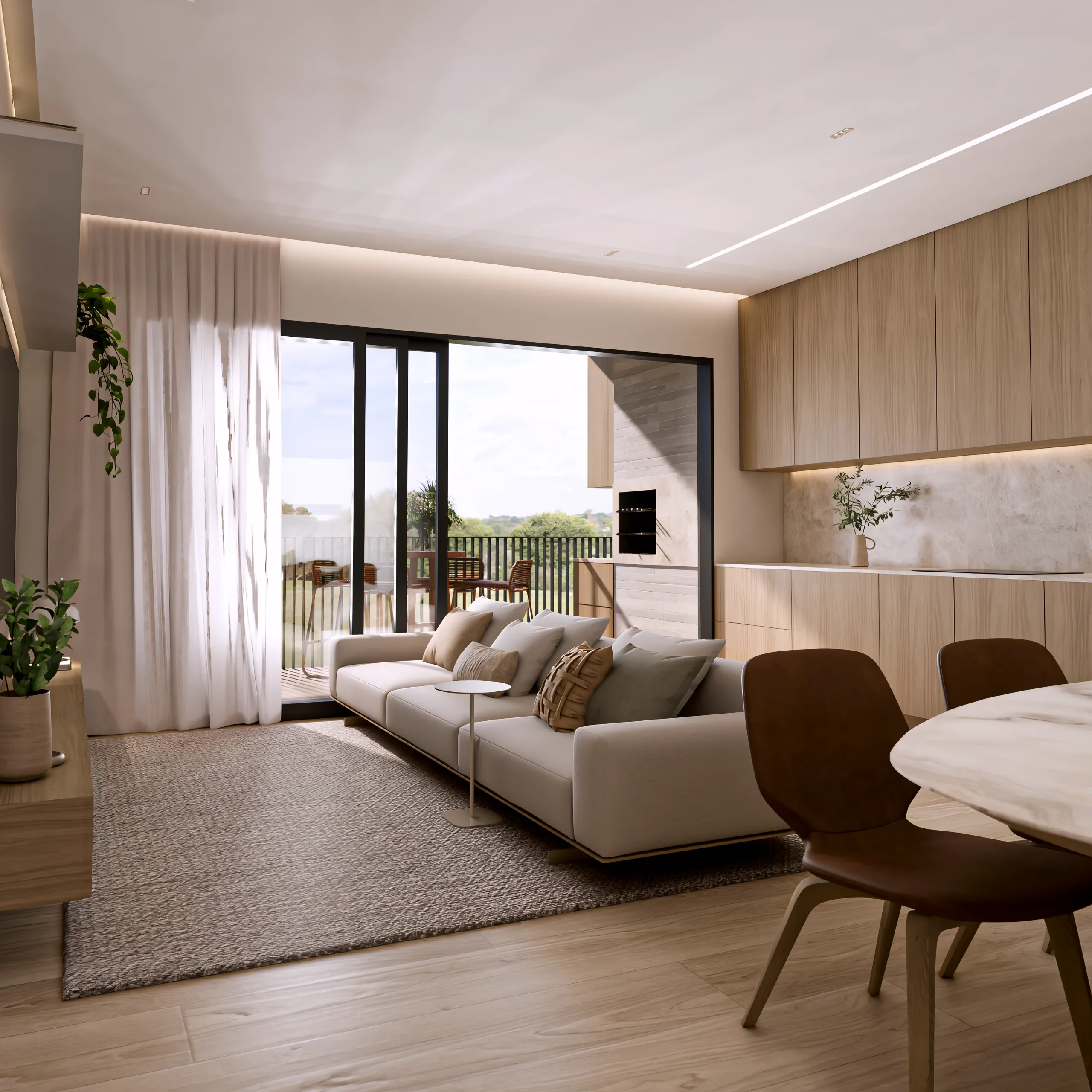 Living de um apartamento de 3 quartos do Vista São Lourenço