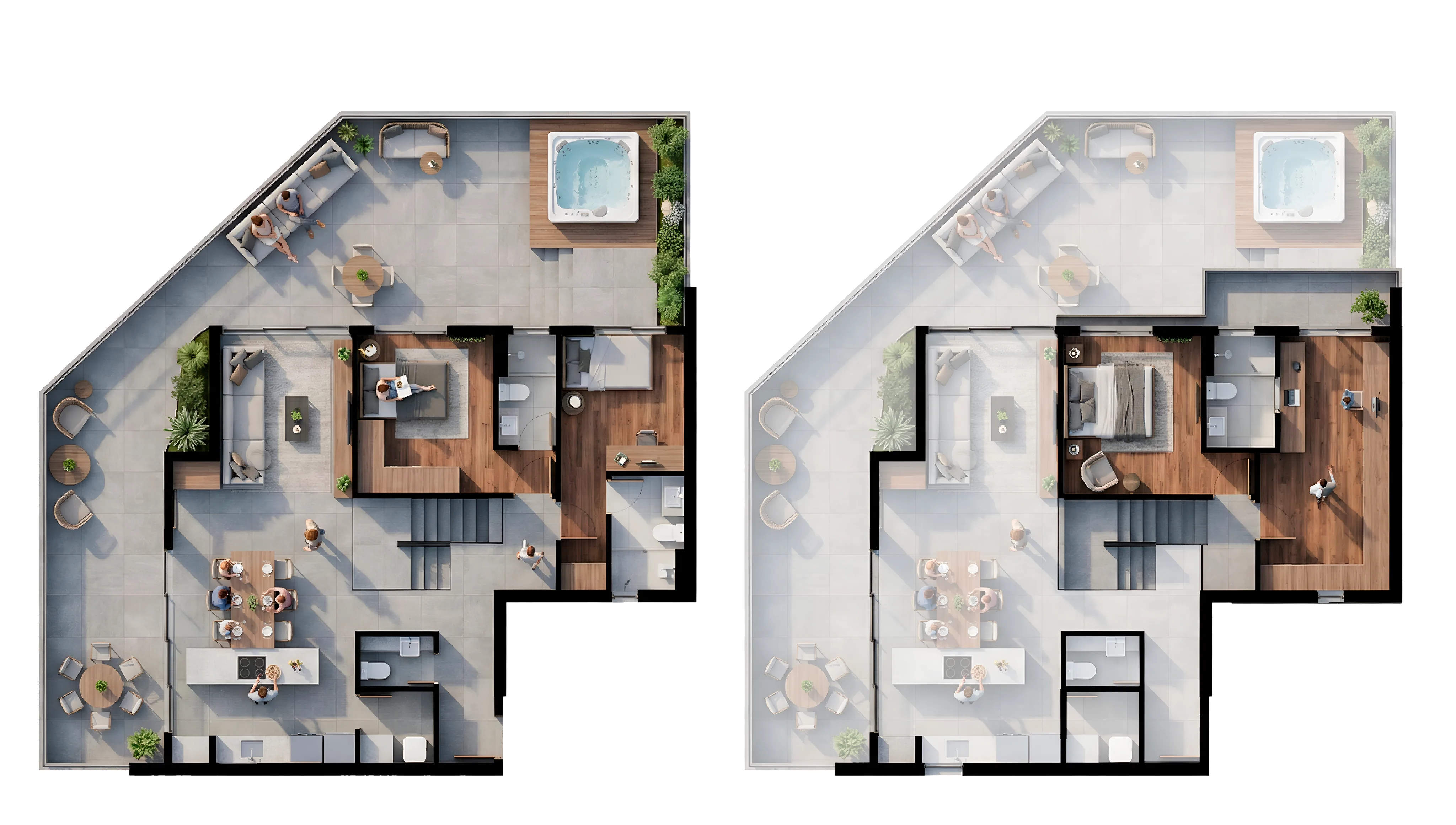 Planta humanizada do Garden 103 do Vista São Lourenço, 142,03 m² privativos, 3 suítes, duplex