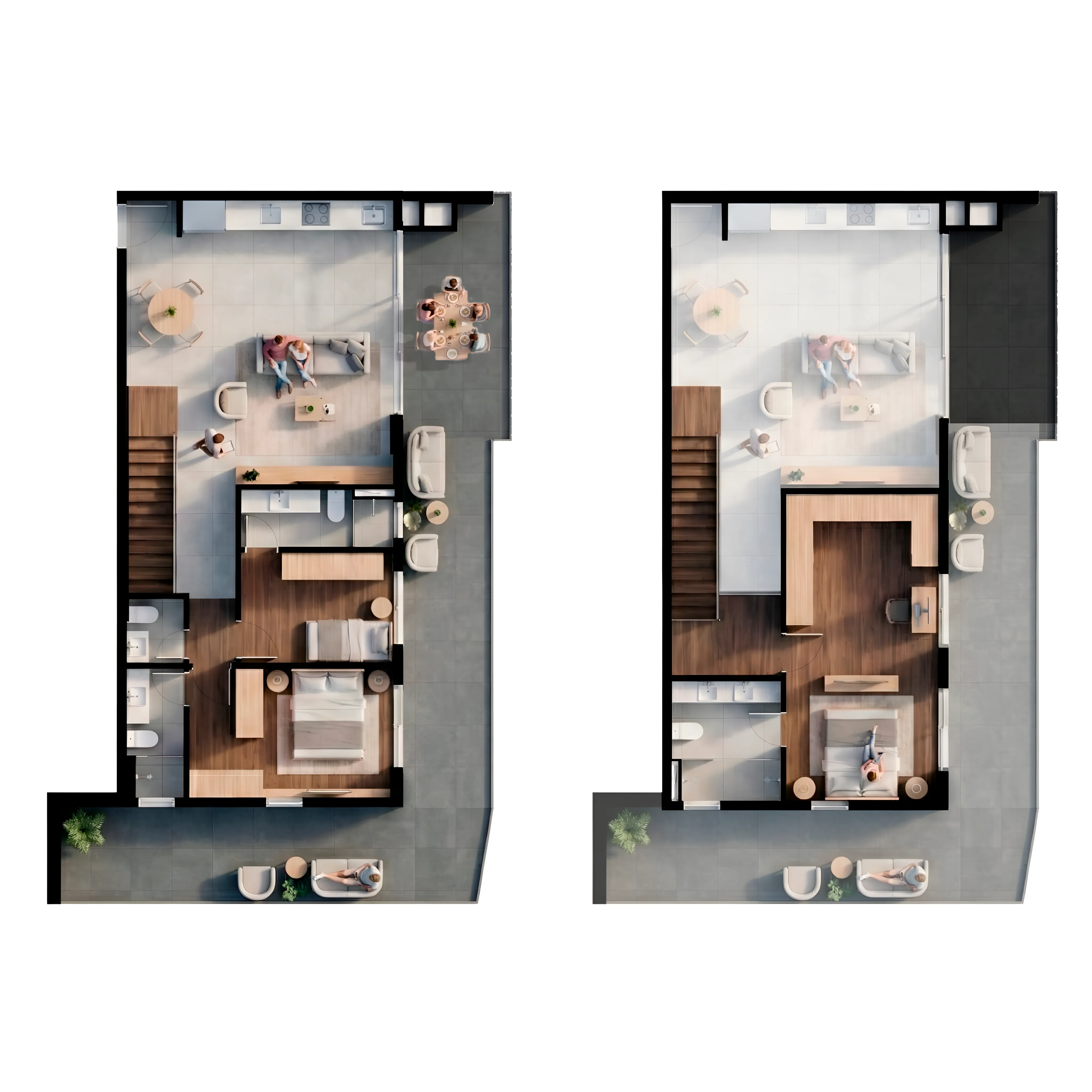 Planta humanizada do Garden 107 do Vista São Lourenço, 133,38 m² privativos, 3 suítes, duplex